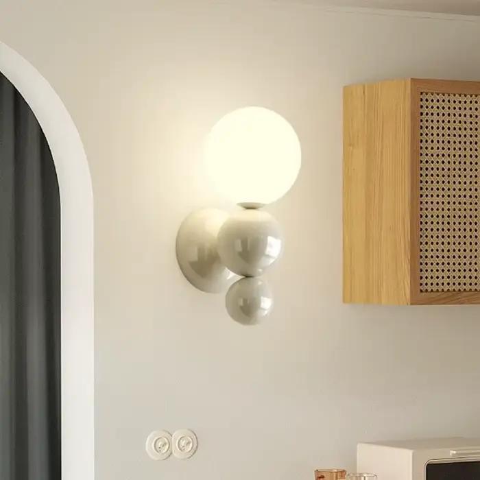 Chambre chevet mur LED lampe en forme de perle blanc couleur contrastée escalier couloir applique murale décoration