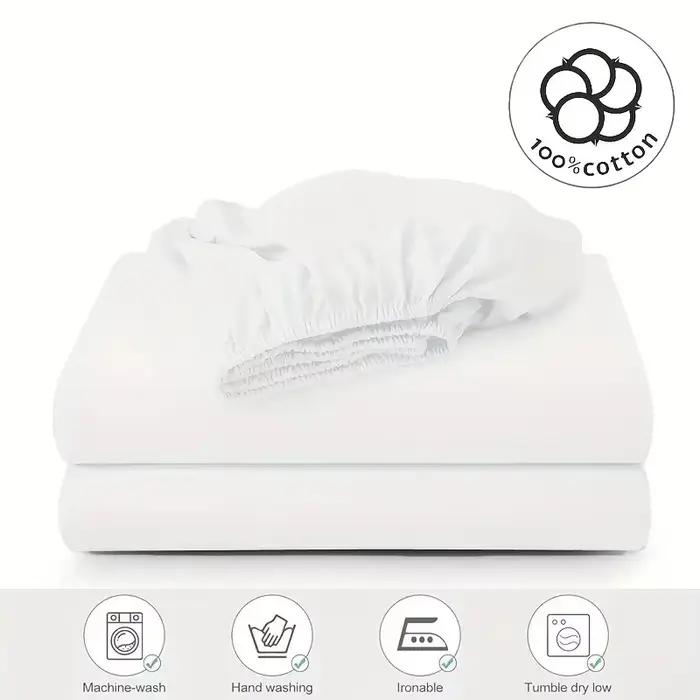 Drap-housse en coton de couleur unie avec bande élastique