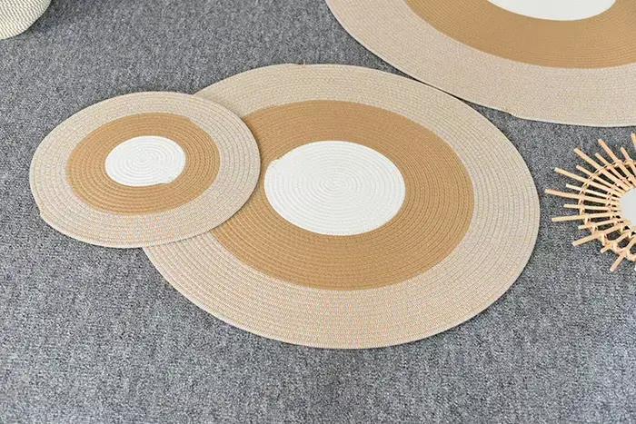 HeMu-Tapis Rond Tissé à la Main avec Pompon