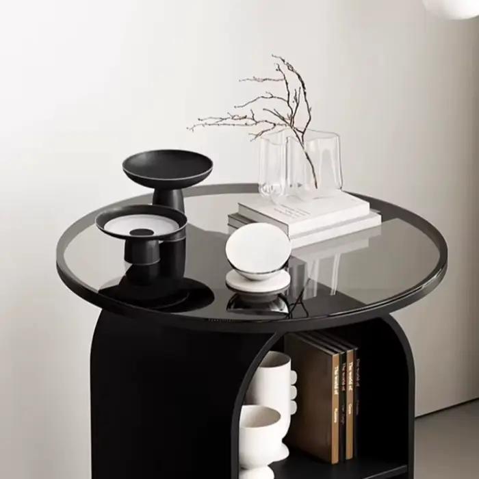 Table de chevet noire européenne en métal