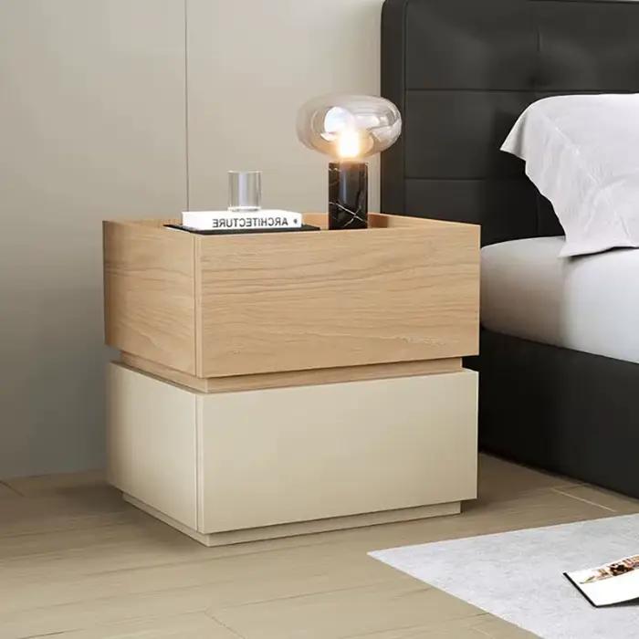 Table de Chevet Tendance de Luxe Moderne Nordique Vintage Esthétique avec Rangement pour Chambre à Coucher