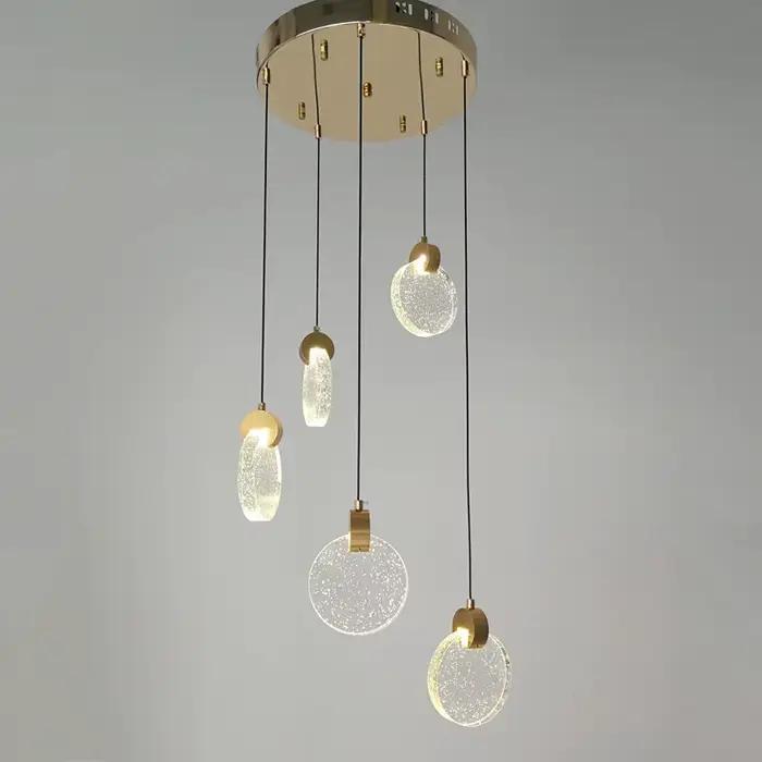 Lustre LED Rond Moderne de Luxe Doré avec Cristaux