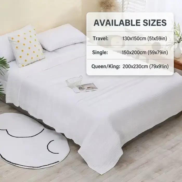 Couverture en pur coton super douce et respirante, en gaze de mousseline six couches, idéale pour l'été, couverture climatisée, couvre-lit ou couvre-canapé (1 pièce)
