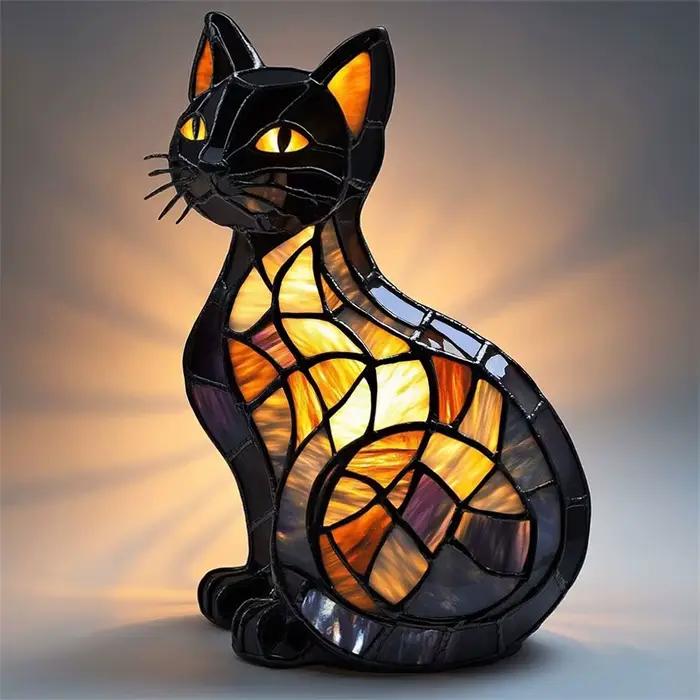 Lampe de chevet Led 3D en forme d'animal et de chat, ornement créatif en résine pour étagère, chambre à coucher, maison, lit, salon, appartement