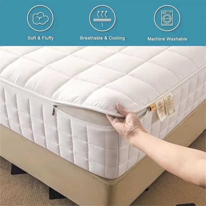 Housse de matelas six côtés matelassée avec fermeture éclair