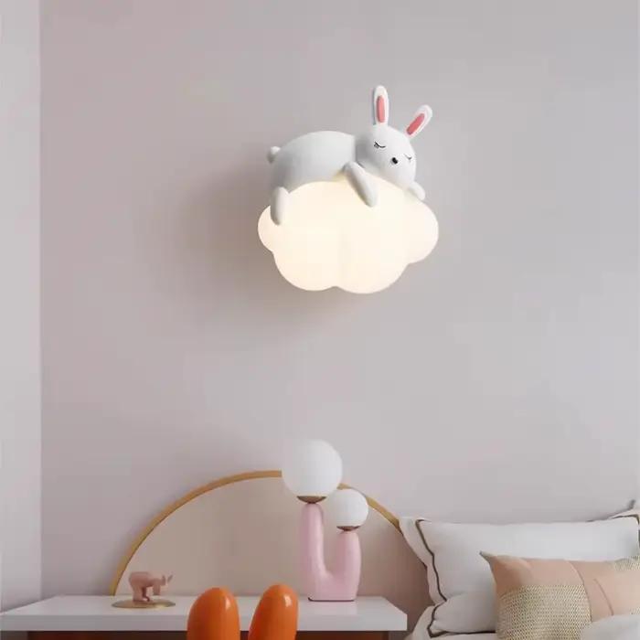 Mignon chambre d'enfants chevet applique ours lapin nuage lampe créative crème Style