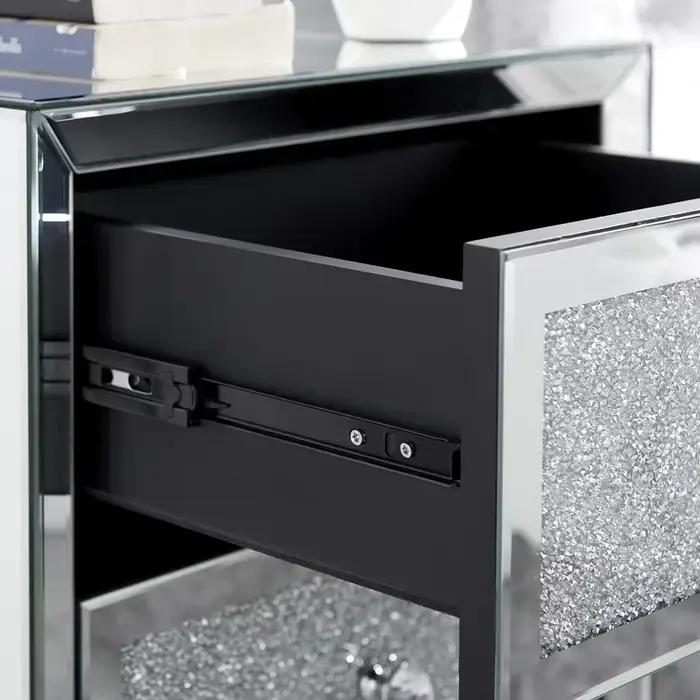 Mode de luxe moderne diamant concassé miroir 3 tiroirs rangement Table de chevet côté lit