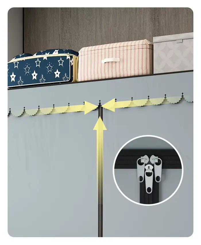 Rangement non tissé à double tige imperméable : armoire en tissu durable et minimaliste avec un large espace et une haute praticité