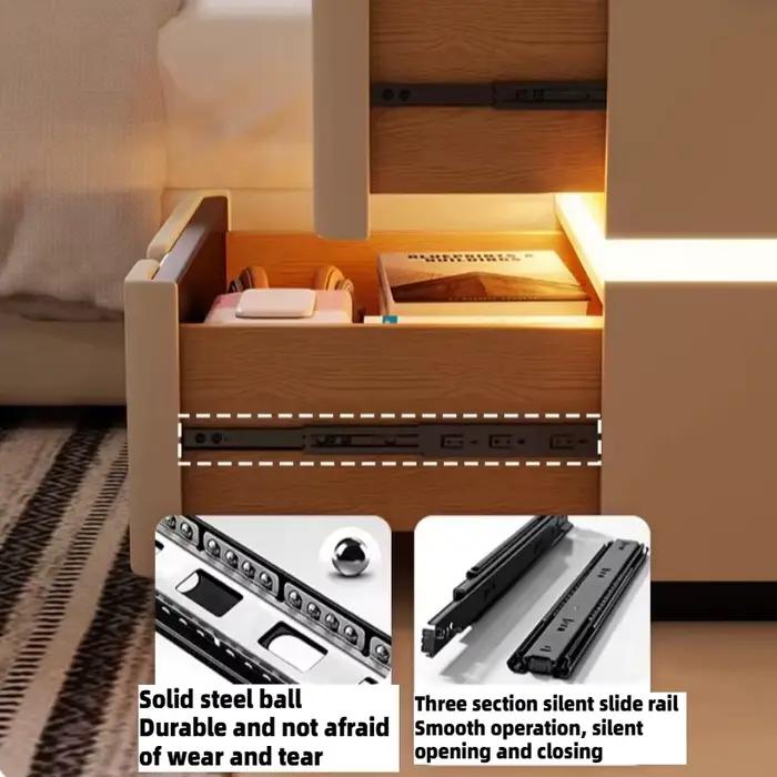 Table de chevet en bois trois couleurs avec station de charge