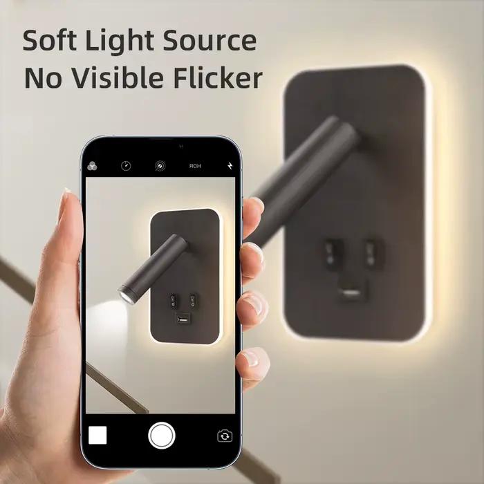 Lampe murale de lecture avec USB 13W, applique murale de chevet rotative, Double interrupteur, spots LED pour chambre à coucher