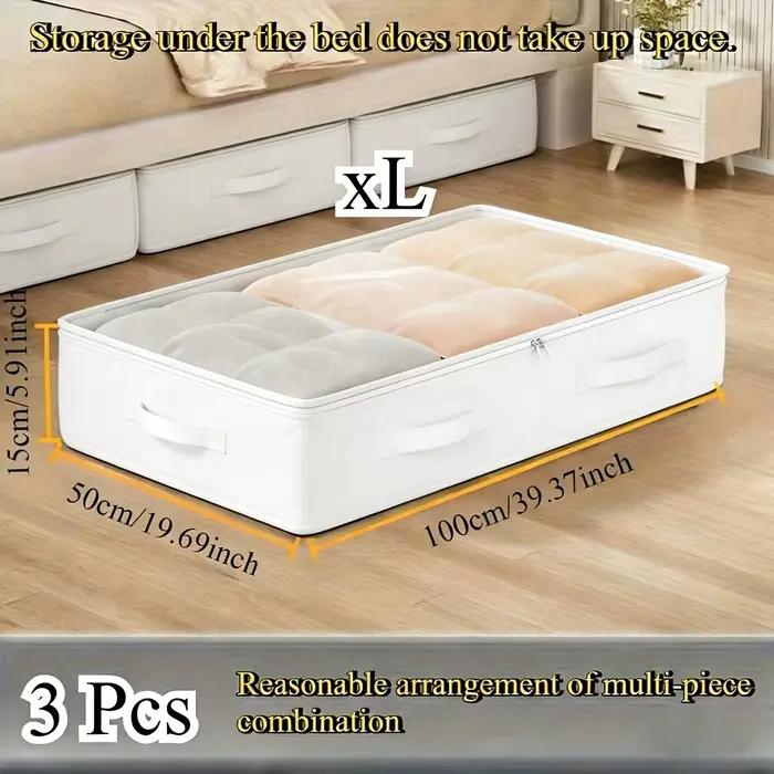 Lot de 3 boîtes de rangement blanches pour sommier