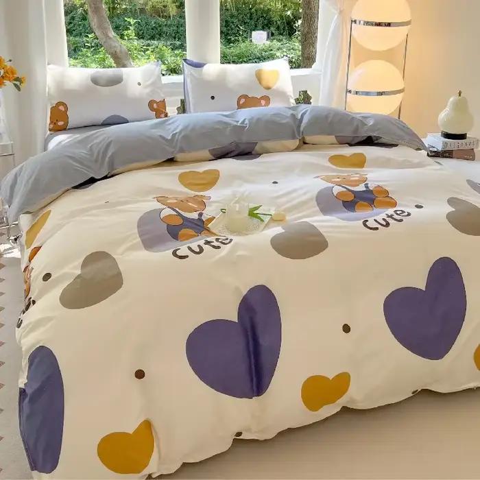 Ensemble de literie imprimé ours Kawaii pour la maison