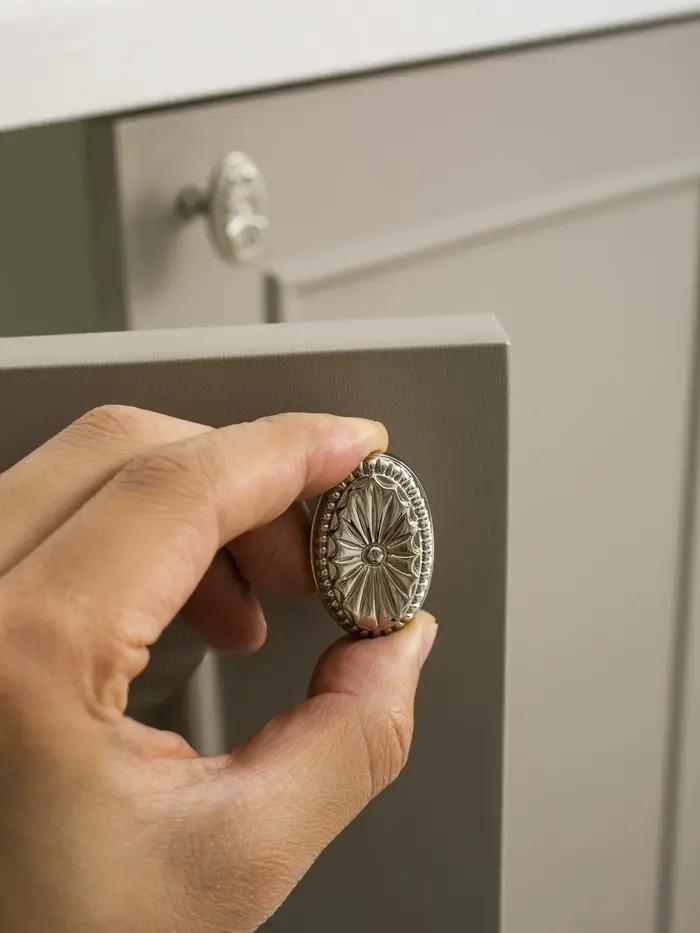 Poignées de porte de placard de chambre à coucher en laiton massif en forme d'écusson français vintage