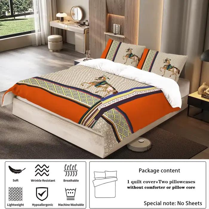 Ensemble de housse de couette en microfibre d'aspect de luxe imprimé numérique 3 pièces ensemble de literie Queen Size housse de couette pour hôtel maison, linge de lit doux