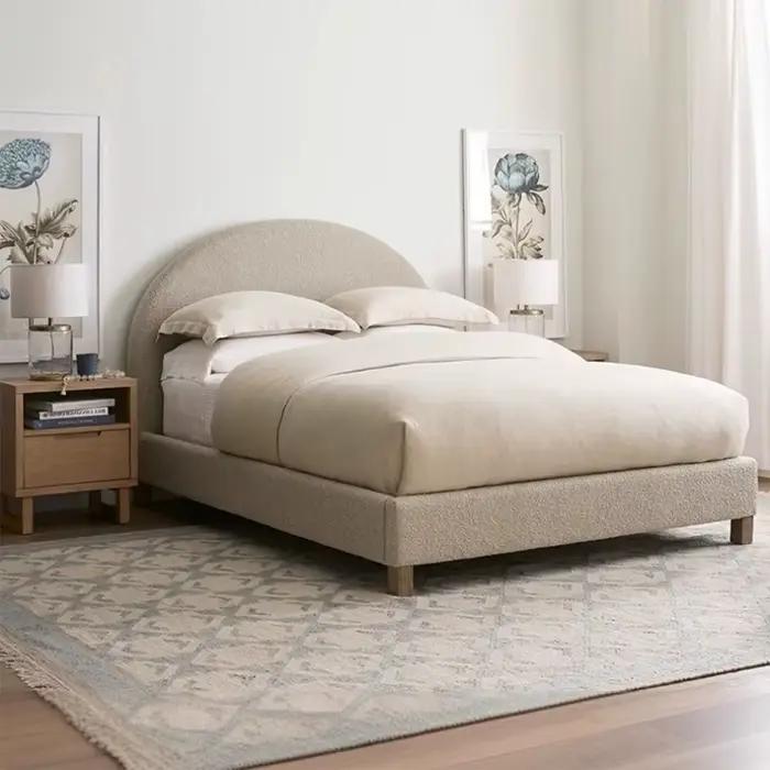 Chambre à coucher minimaliste lits de luxe fantaisie Queen Size cadre lit tables de nuit rembourré Letto Matrimoniale meubles accessoires