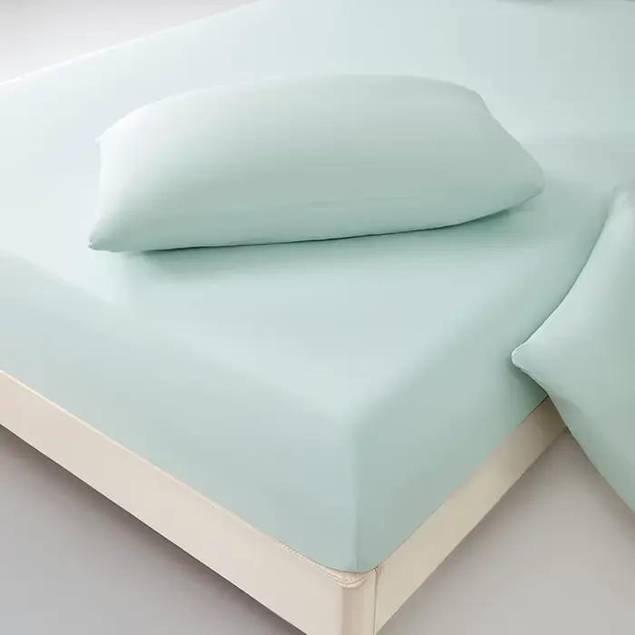 Drap-housse et taie d'oreiller en soie glacée pour lit simple ou double