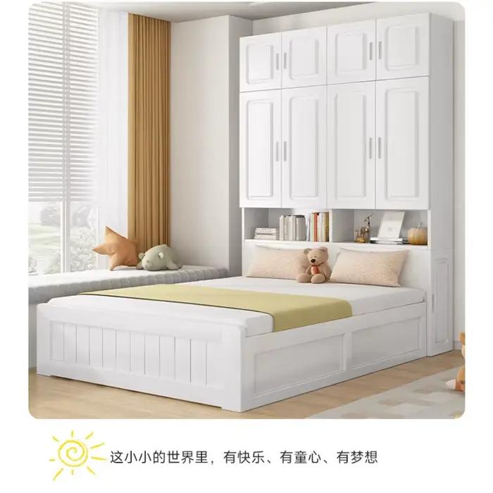 Lit Tatami Multifonctionnel en Bois Massif pour Enfants avec Bureau Intégré et Armoire – Lit de Rangement Gain de Place pour Petits Espaces