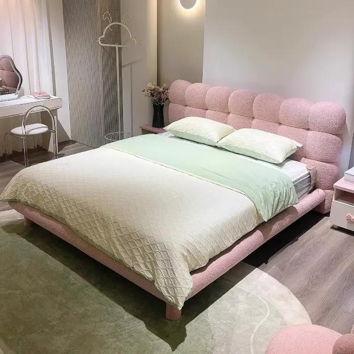 Tapisserie lit français princesse cadre de luxe tête de lit rembourrée Queen Size Camarotes Para dortoir maison accessoires