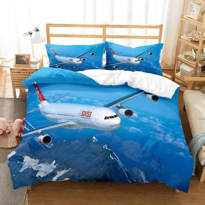 Linge de lit 3D avion ciel bleu