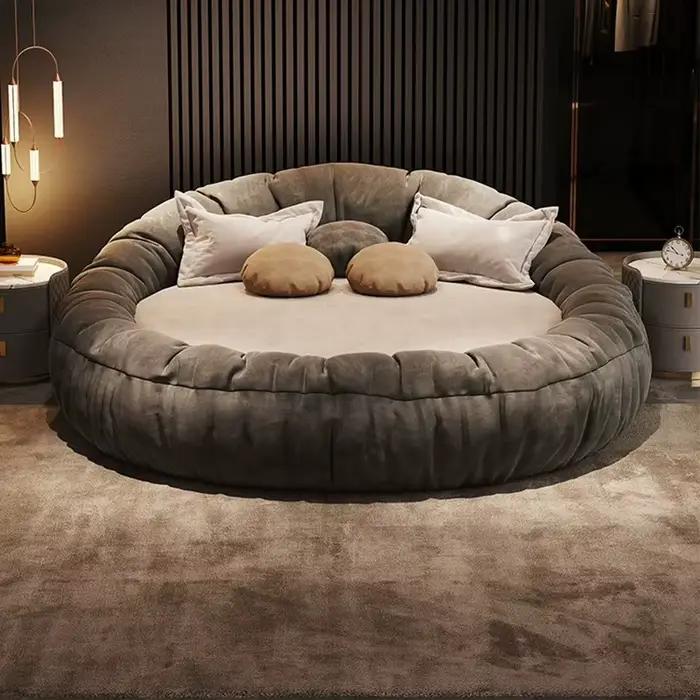 Lit double rond de luxe 180x200 pour adultes