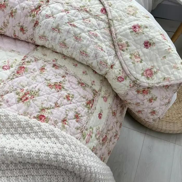 Couverture de couette en coton à fleurs