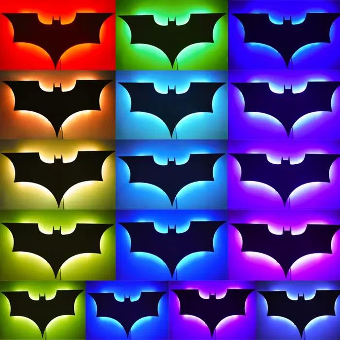 Applique murale chauve-souris 3D créative RGB, lumière LED décorative pour miroir de chevet avec télécommande pour chambre à coucher, salon, porche, Passage