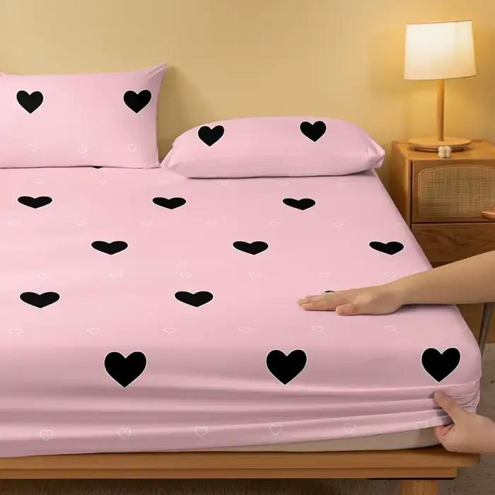1 drap-housse mat imprimé géométrie simple et moderne en forme de cœur