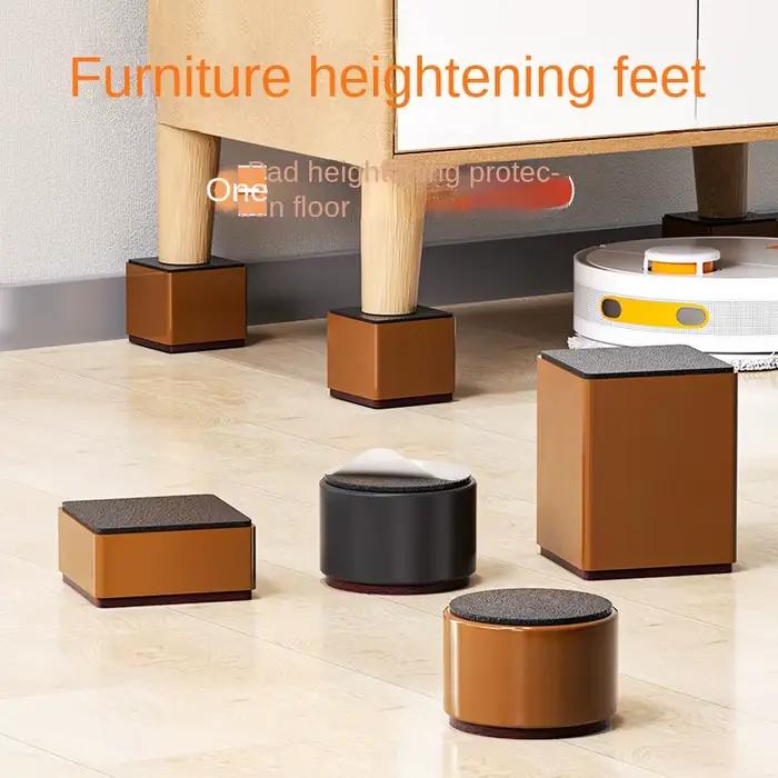 4 pièces meubles en métal pieds jambe lit rehausseurs coussinets de rehaussement carré Table ronde chaise bureau canapé Riser sol protecteur ascenseur