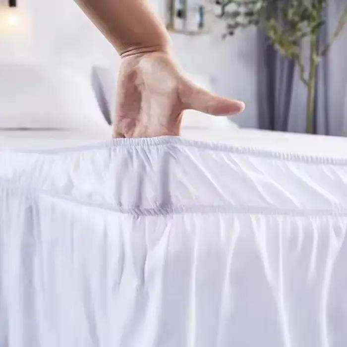 1 jupe de lit élégante unie à volants avec housse de lit ajustable élastique multi-tailles
