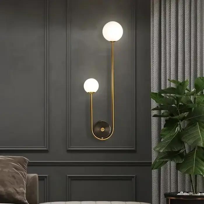 Moderne chambre chevet applique murale lampe boule de verre LED or décor à la maison salon couloir éclairage intérieur