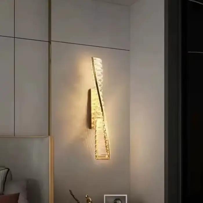 Lampe de chevet moderne mur LED luxe Lustre cristal appliques murales or métal canapé monté