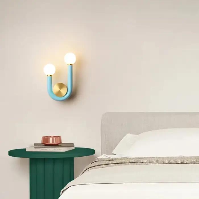 Applique Murale LED Moderne en Forme de U, Rouge, Bleu, Rose, Luminaire Décoratif d'Nik, Idéal pour une Chambre à Coucher, un Salon ou un Couloir
