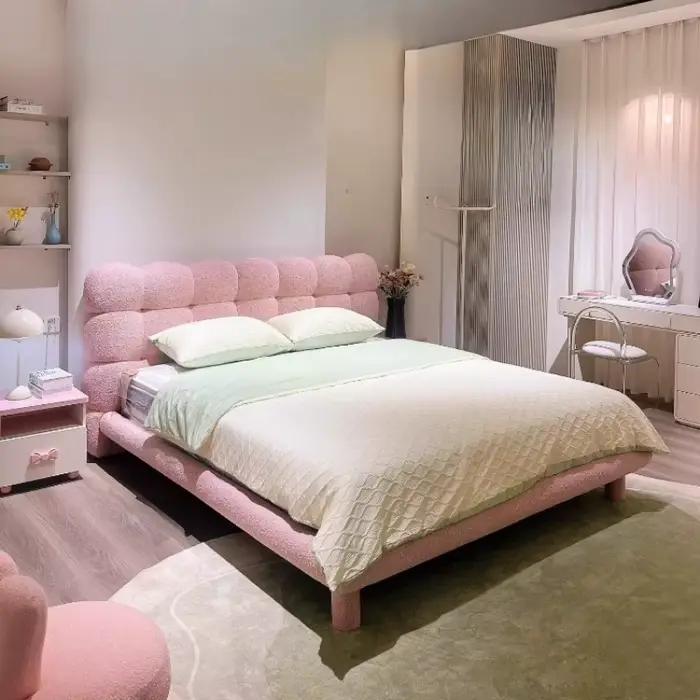 Tapisserie lit français princesse cadre de luxe tête de lit rembourrée Queen Size Camarotes Para dortoir maison accessoires
