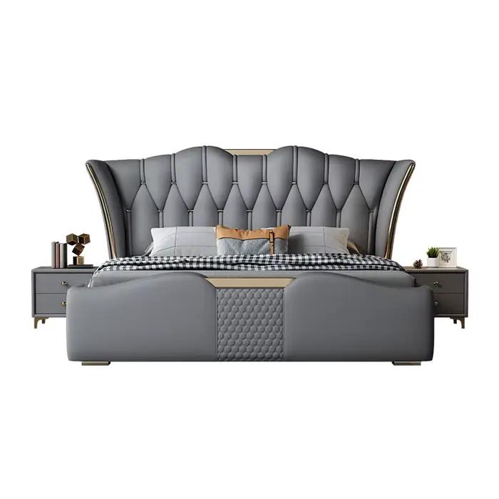 Corium lit en rouleau souple Design moderne Simple gris lit haut De gamme chambre mariage Camas De Matrimonio dortoir accessoires pour la maison