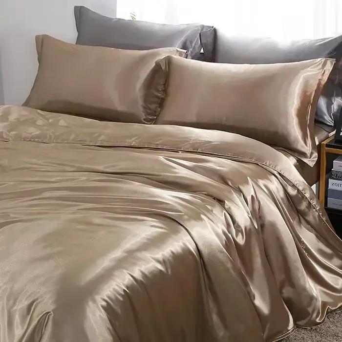 Parure de lit en satin de luxe avec taie d'oreiller