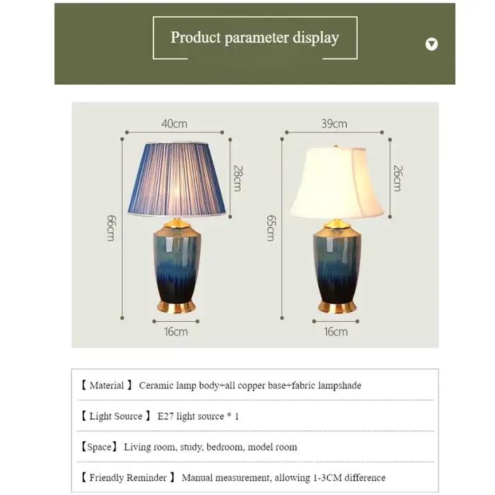 SANDYHA élégant bleu lampe de Table en céramique chambre élégante