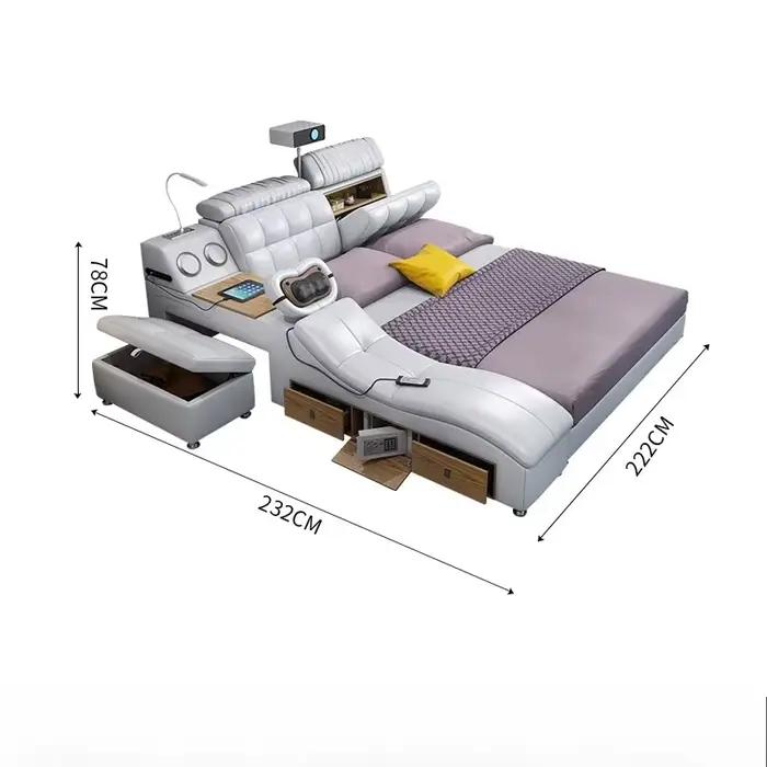 Chambre principale lit cadres européens tête De lit De luxe lit multifonctionnel dormir Meubles