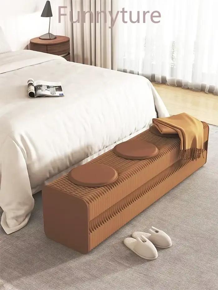 Tabouret de chevet pliable en papier multi-places rétractable - Meuble d'exposition créatif et tendance
