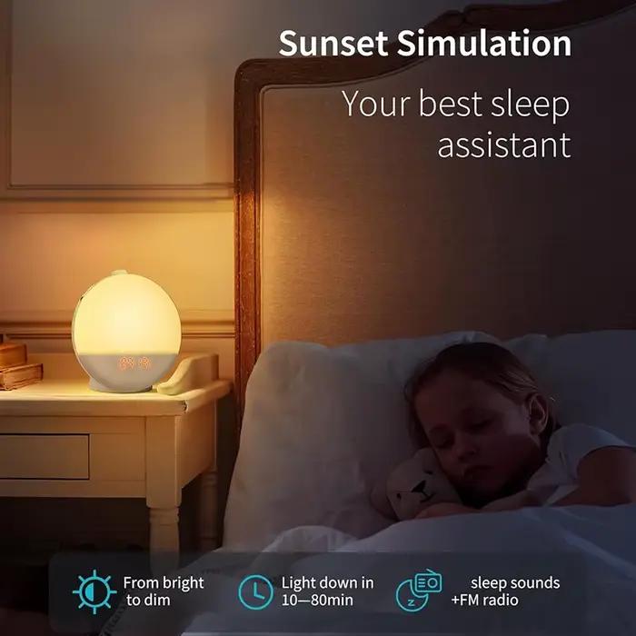 Réveil lumineux avec Simulation de coucher de soleil