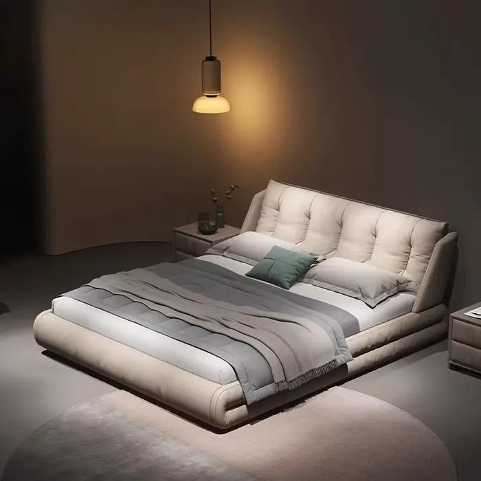 180x200cm chambre principale moderne 2 personnes lit Composite cuir confortable vers le bas sac lits doubles tête de lit de luxe meubles jumeaux