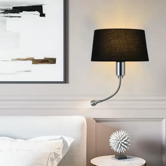 Lampe murale LED nordique en tissu pour chevet