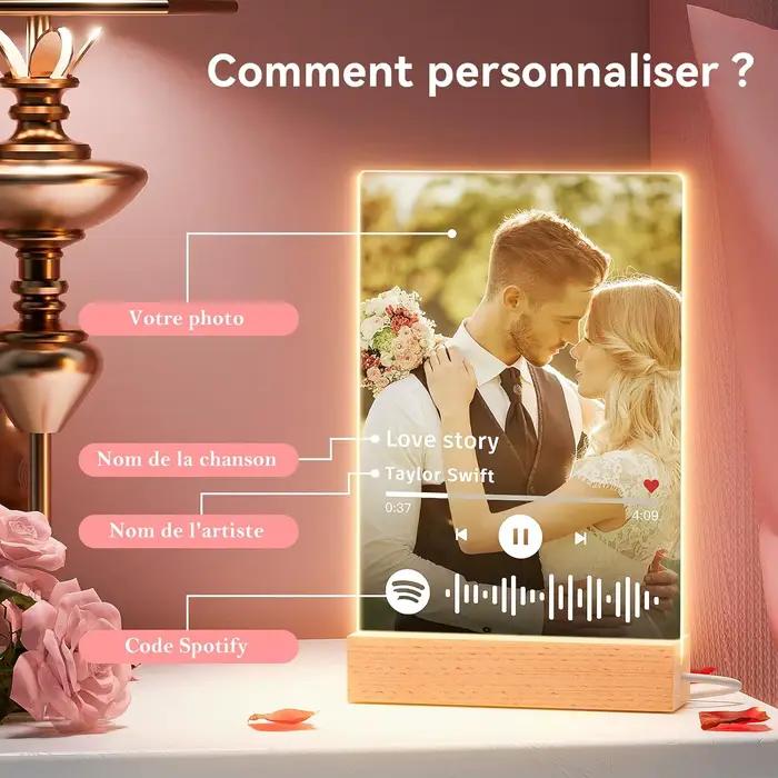 Lampe personnalisée Spotify avec photo, plaque de chanson personnalisée, cadeau d'anniversaire romantique, Leon