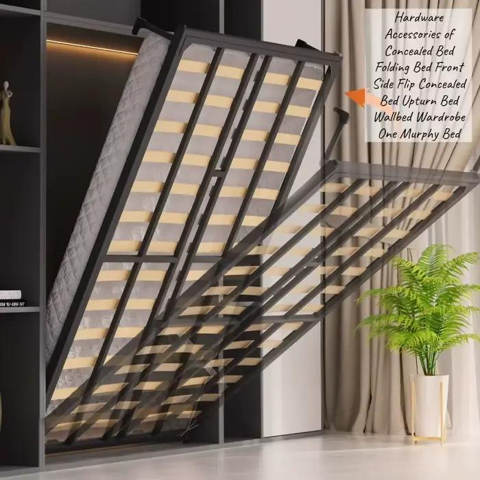Lit mural double de luxe en métal pour adultes