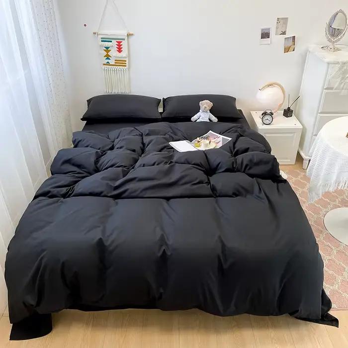 Parure de lit noire en coton lavé