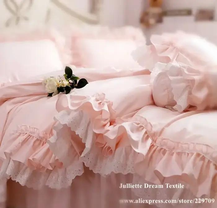 Housse de couette romantique en dentelle à volants