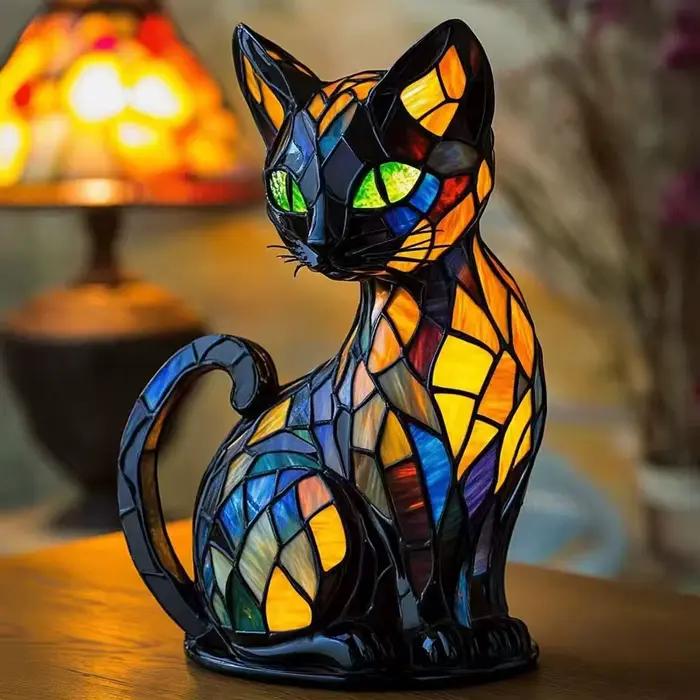 Lampe de chevet Led 3D en forme d'animal et de chat, ornement créatif en résine pour étagère, chambre à coucher, maison, lit, salon, appartement