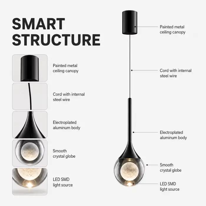 Lustre de chevet LED moderne 110-220V en aluminium