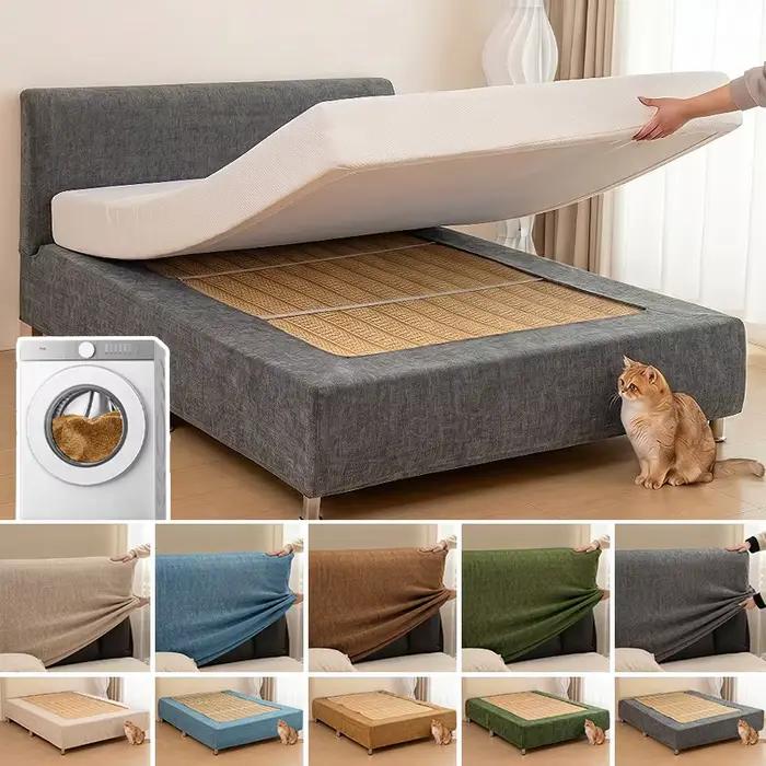 Housse de cadre de lit extensible en chenille