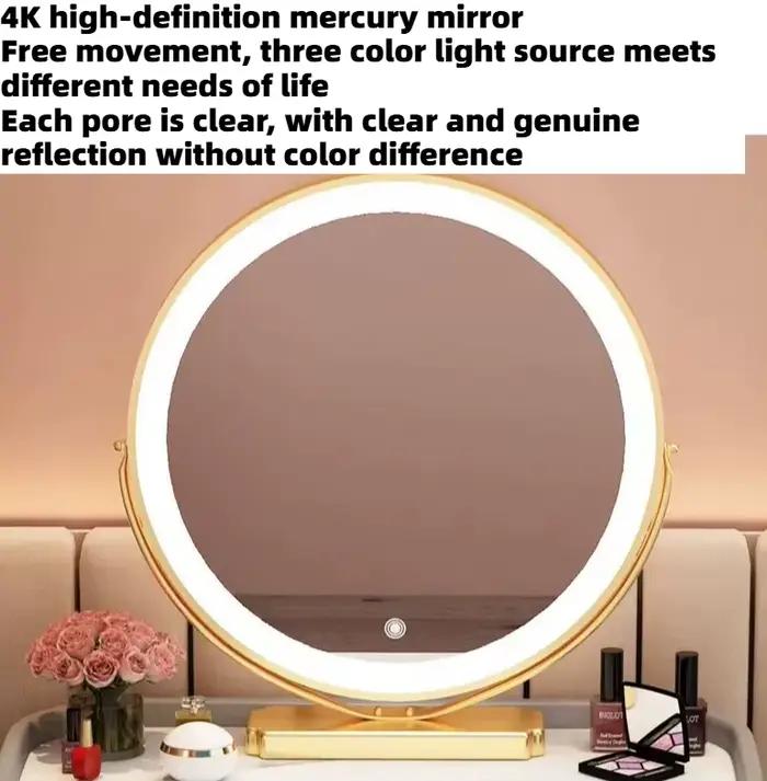 Coiffeuse avec miroir LED et tabouret