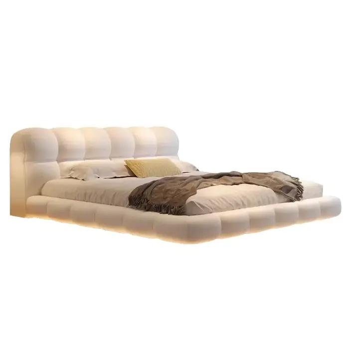Lit double en bois avec organisateur de rangement 180x200cm Ensemble complet de chambre à coucher : Lit King Size